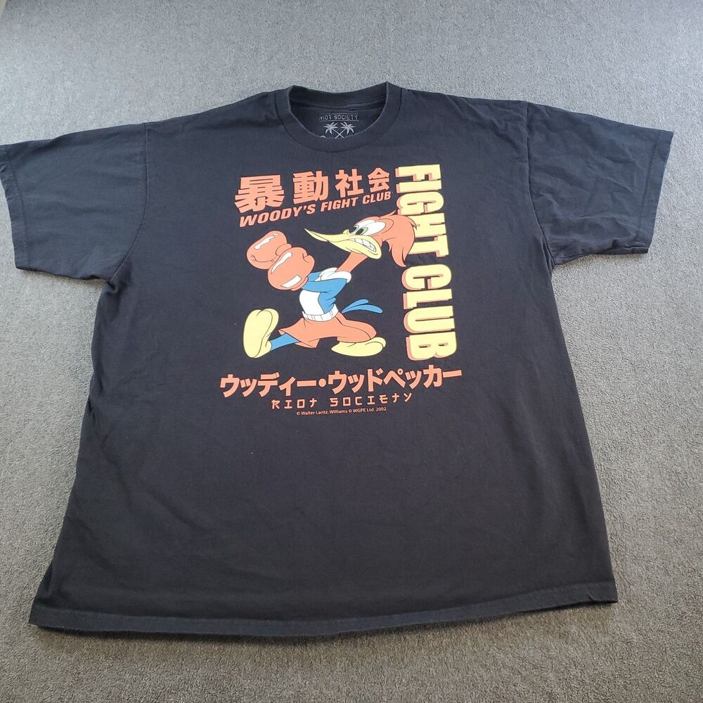 Vintage 2002 Woody’s Fight Club T-Shirt Riot Society Black, Size XL Men’s
